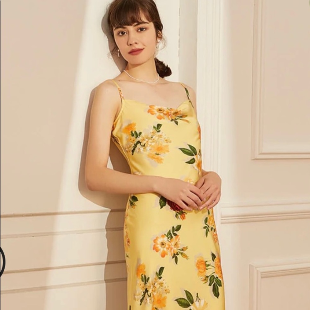 Simple Retro Yellow Elena Chiffon Dress Size XS